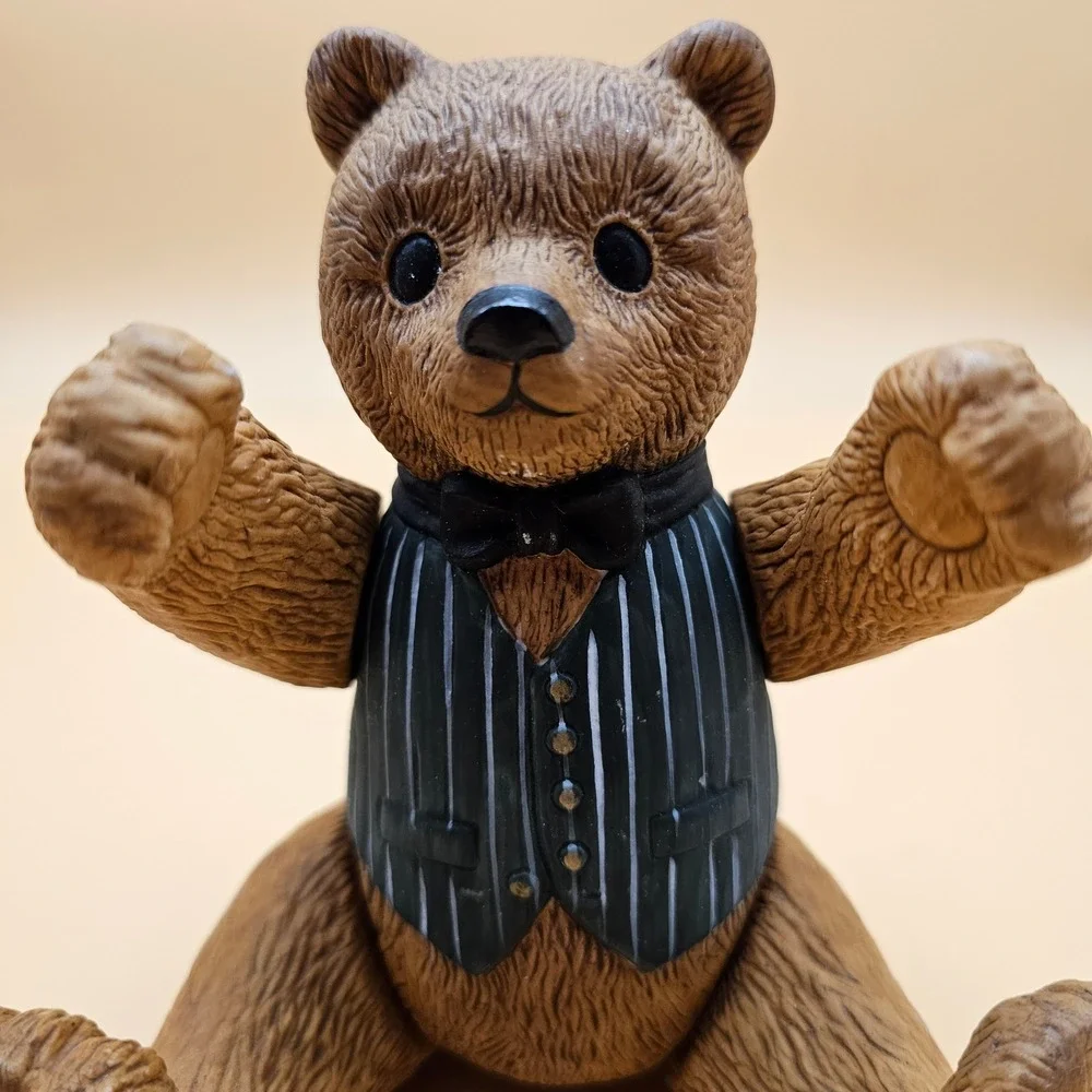 Vintage Ted D Bear‎ Figurine 1983 Dept 56 Ceramic Brown Dressed Gentleman Bear
